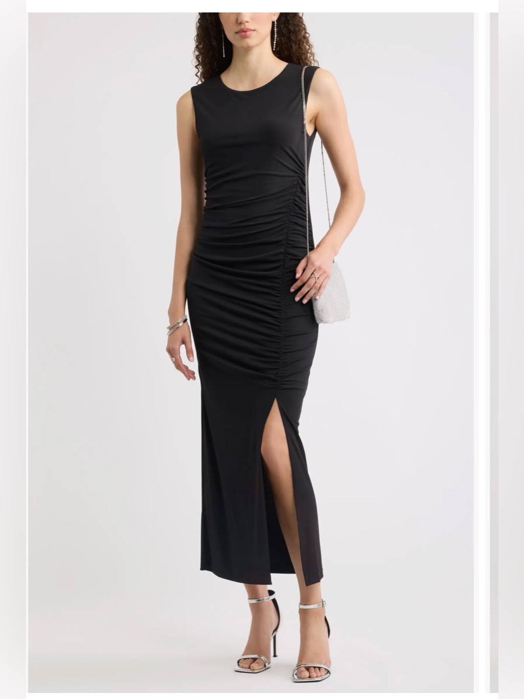 Chelsea28 Black Ruched Side Maxi Dress